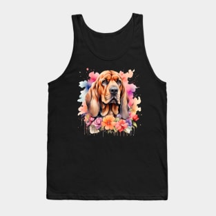 A bloodhound decorated with beautiful watercolor flowers Tank Top
